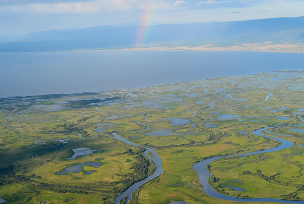 The Selenga River delta, Lake Baikal,